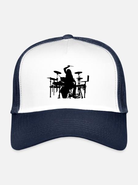 Schlagzeuger Musiker Musik - Trucker Cap - Weiß/Navy - Vorne