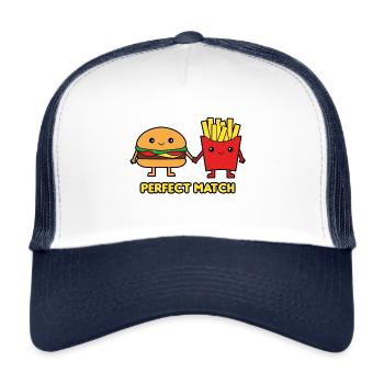 Burgers et frites - Casquette trucker  - blanc/marine - Devant
