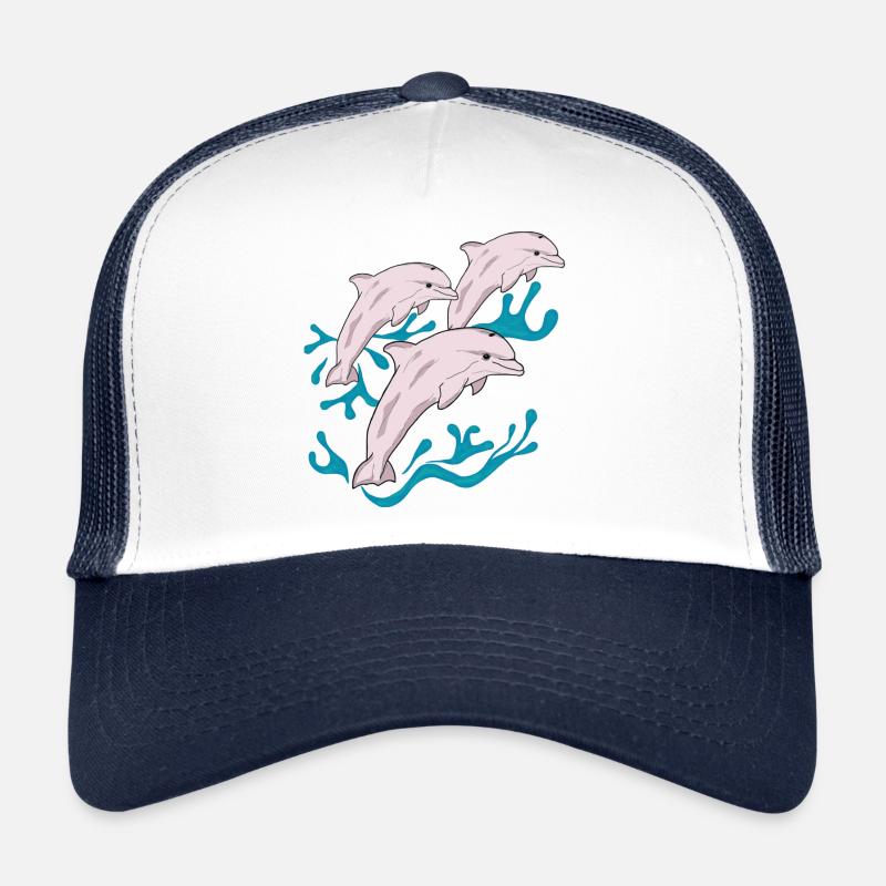 Trois dauphins - Casquette trucker  - blanc/marine