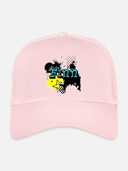 Name Finn Vorname Cooler Graffiti Stil - Trucker Cap - Hellrosa - Vorne