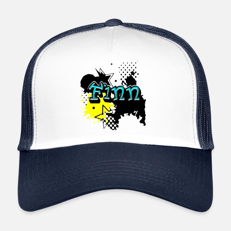 Name Finn First Name Cool Graffiti Style Trucker Cap
