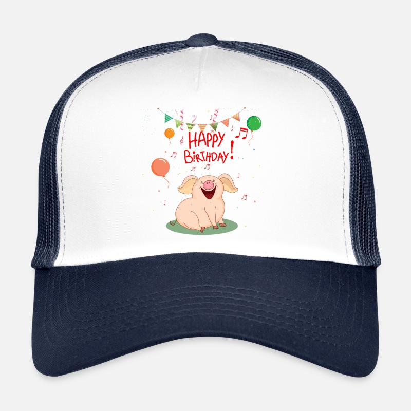 Geburtstag - Happy Birthday - Trucker Cap - Weiß/Navy