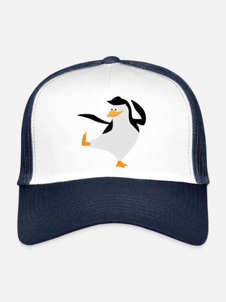 Penguin stands on one leg - Trucker Cap - white/navy - Front