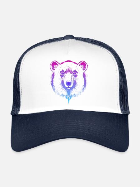 Bear (drawing, colourful) - Trucker Cap - white/navy - Front
