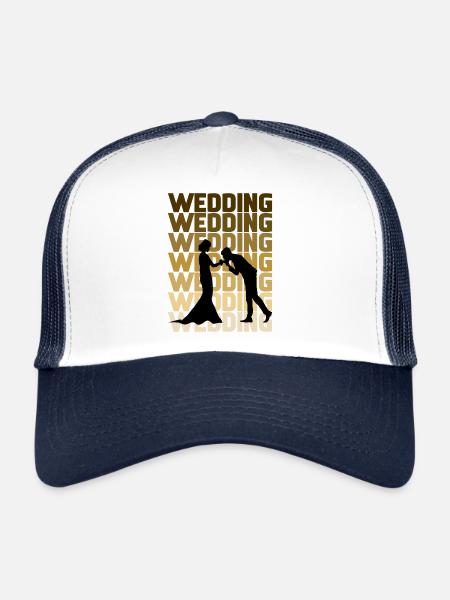 Mariage - Casquette trucker  - blanc/marine - Devant