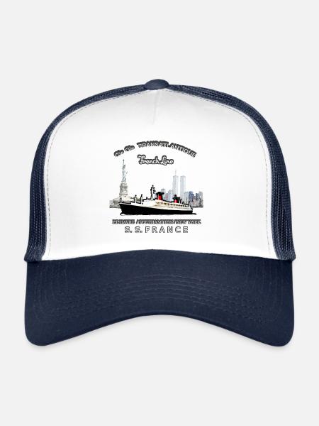 FRANCE PAQUEBOT CREATION LOUIS RUNEMBERG ADAGP - Casquette trucker  - blanc/marine - Devant