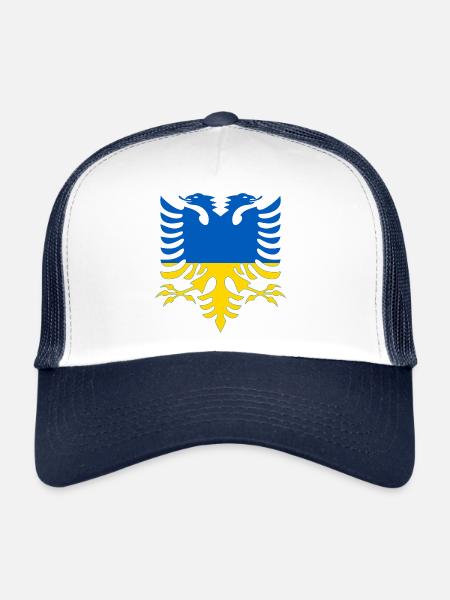 Albanie Ukraine Drapeau - Casquette trucker  - blanc/marine - Devant