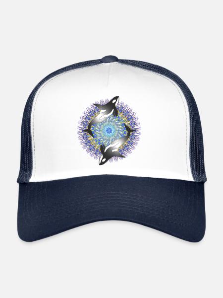 Whale Kaleidoscope 01 - Trucker Cap - white/navy - Front