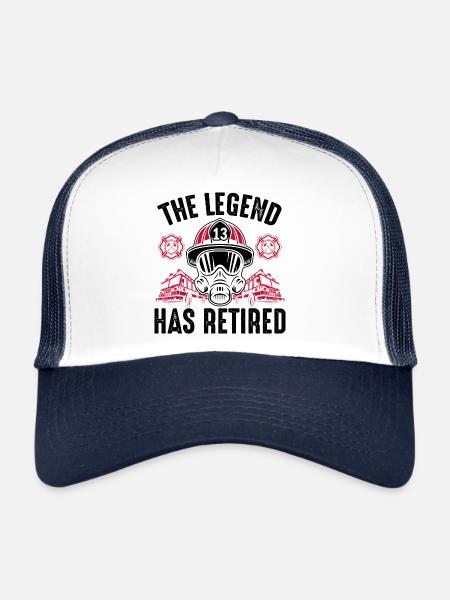 Un pompier prend sa retraite, un pompier retraité - Casquette trucker  - blanc/marine - Devant