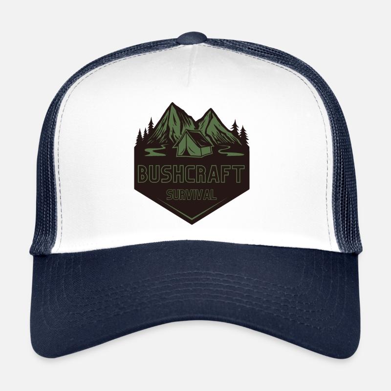 Bushcraft survival - Trucker Cap - white/navy