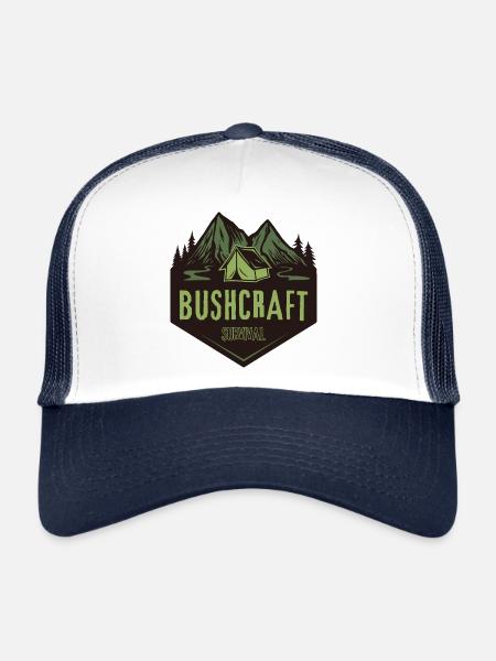Bushcraft survival - Trucker Cap - white/navy - Front