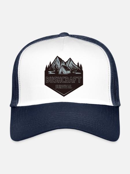 Bushcraft survival - Trucker Cap - white/navy - Front