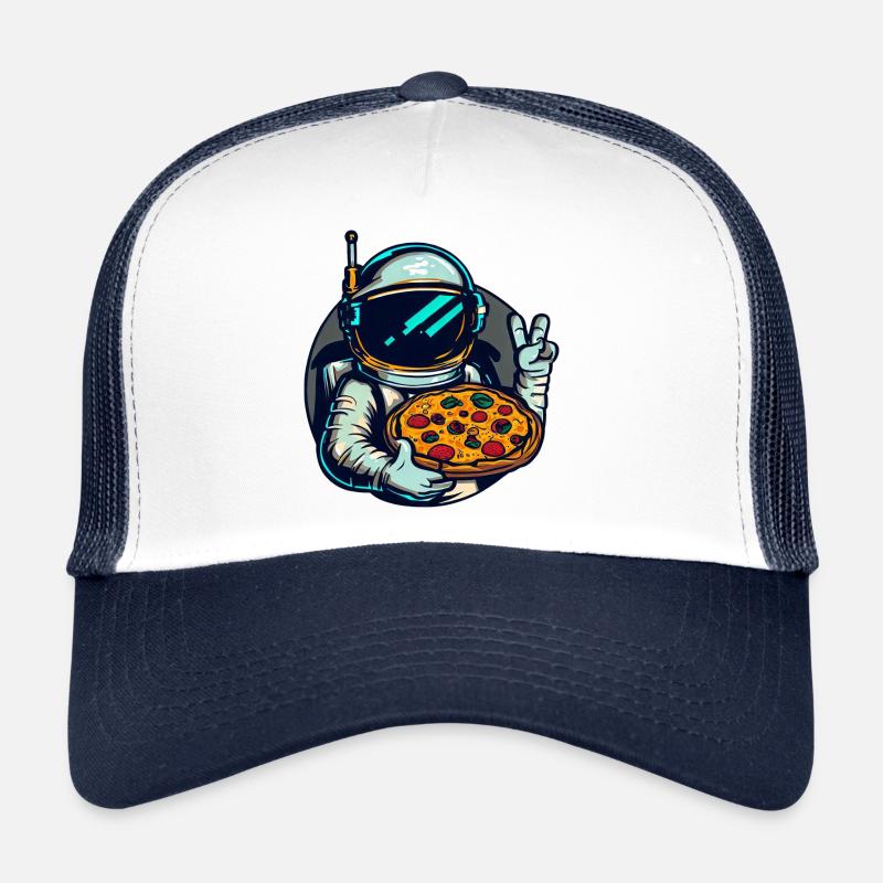 Astronaute avec un design d’espace de pizza salami Casquette trucker 