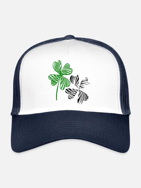 Trèfles, bonheur - Casquette trucker  - blanc/marine - Devant