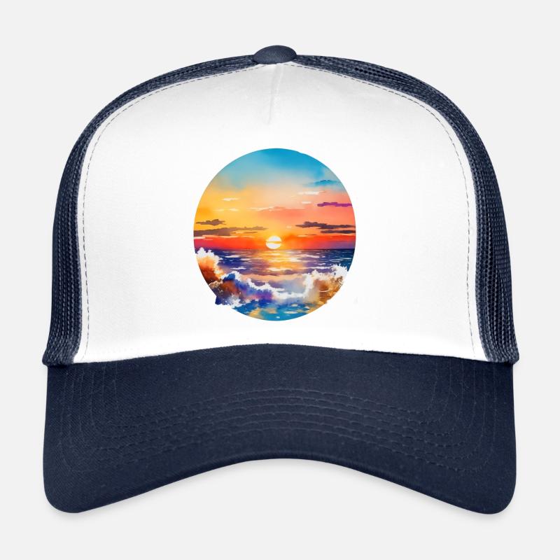 Coucher de soleil sur la mer Casquette trucker 