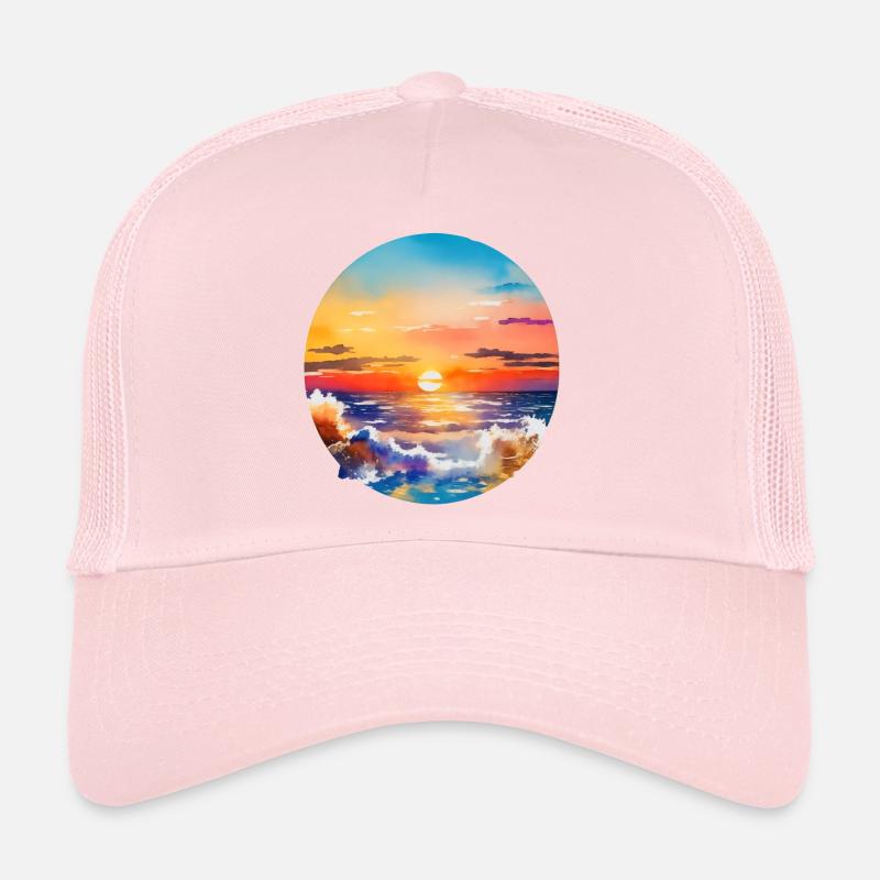 Coucher de soleil sur la mer Casquette trucker 