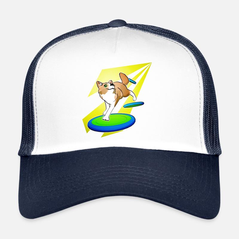 Chien de course mignon avec frisbees et soleil - Casquette trucker - blanc/marine