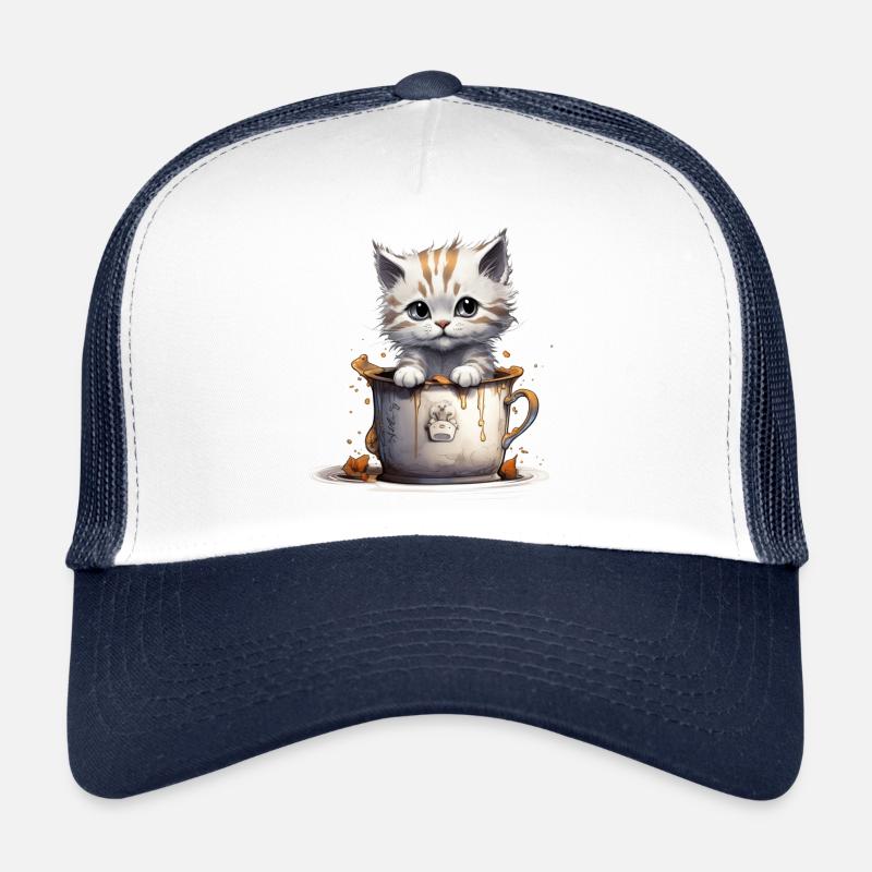 Bébé chat - Casquette trucker  - blanc/marine