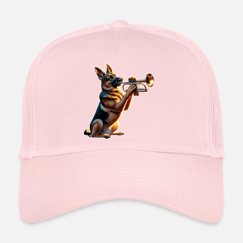 Berger allemand jouant de la trompette Casquette trucker 
