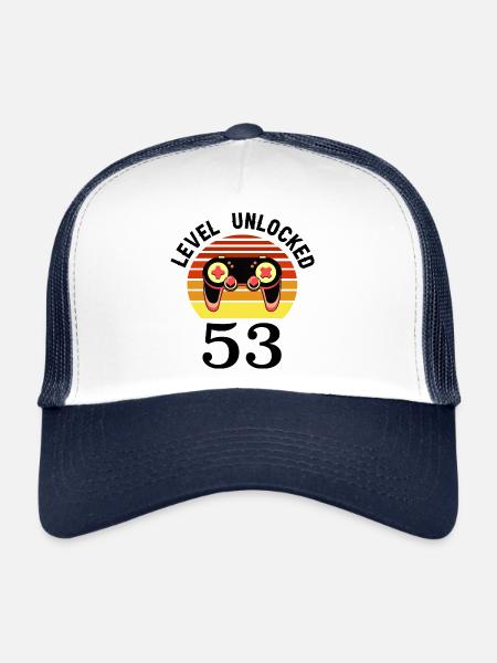 Level 53 unlocked 53 Birthday 53 years old - Trucker Cap - white/navy - Front