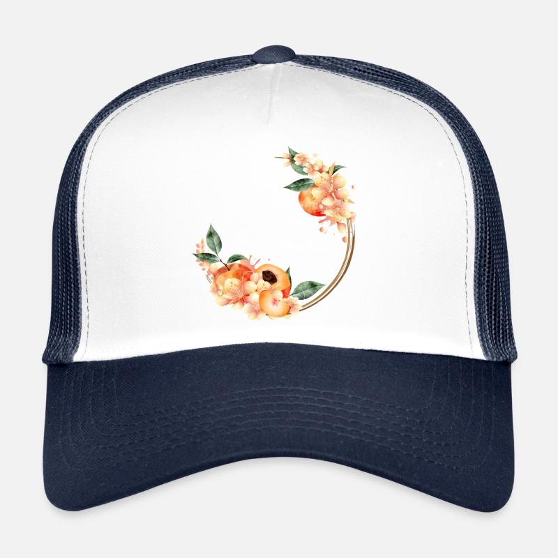 Moitié de pêche, pêches, fleurs de pêcher en couronne Casquette trucker 