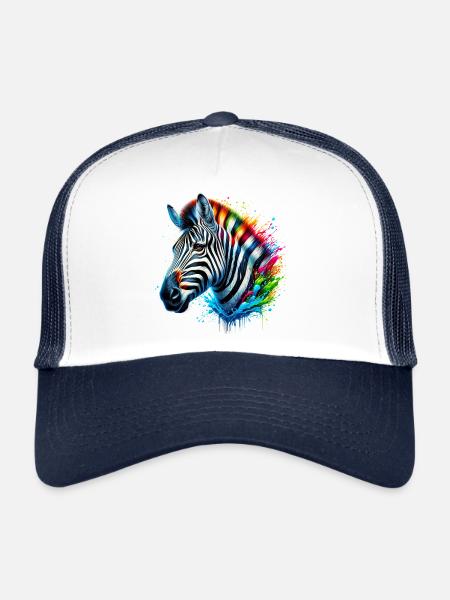 Zèbre - Casquette trucker  - blanc/marine - Devant