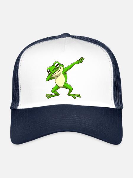 Cool Frog Dabbing Pose Tendance - Casquette trucker  - blanc/marine - Devant