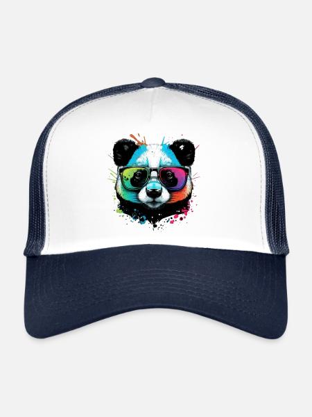 Panda Cool Lunettes Colorées - Casquette trucker - blanc/marine - Devant