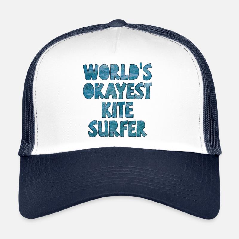 World's Okayest Kite Surfer Dark Blue Trucker Cap