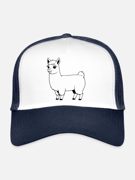 Lama comme graphique vectoriel - Casquette trucker  - blanc/marine - Devant