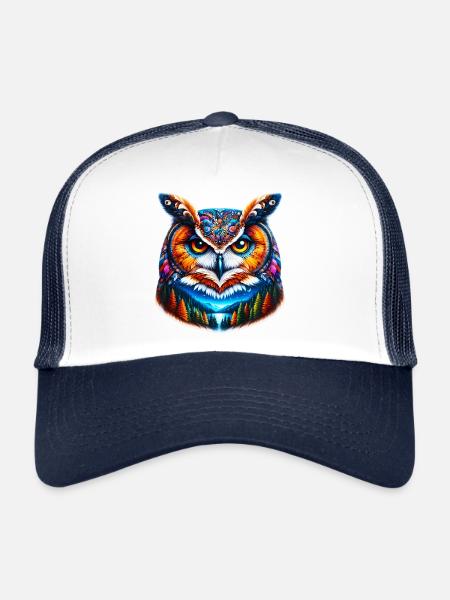 Hibou - Casquette trucker  - blanc/marine - Devant