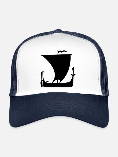 Bateau viking en style héraldique – Stoer Symb - Casquette trucker  - blanc/marine - Devant