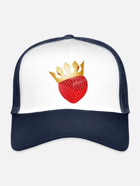 Fraise – Caractère fruité avec une couronne dorée - Casquette trucker  - blanc/marine - Devant