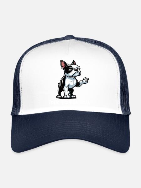 Talk to the Paw Boston Boston terrier Bostie Bosti - Trucker Cap - white/navy - Front