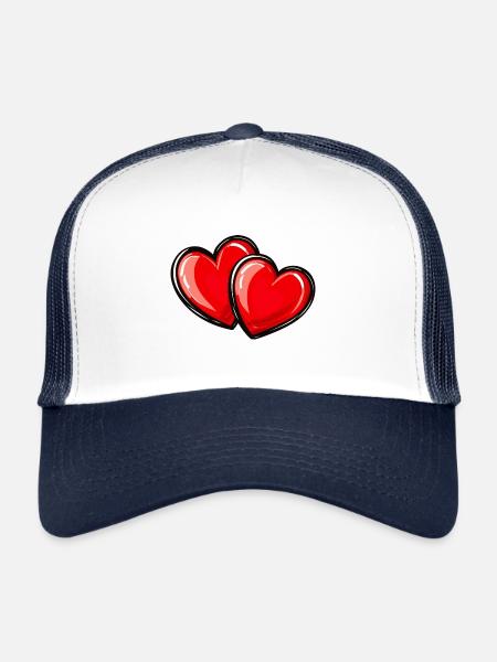 Symbole d’amour des cœurs - Casquette trucker  - blanc/marine - Devant