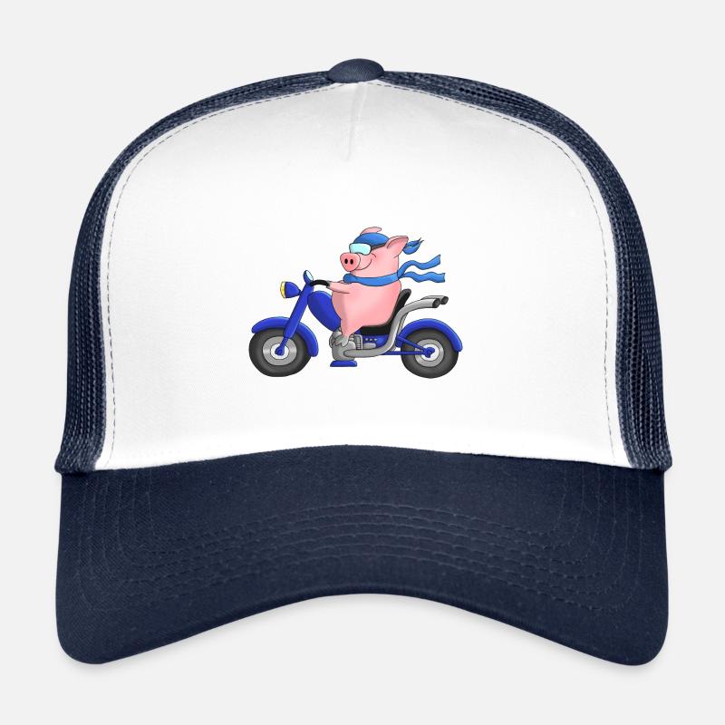 Funny motorcyclist on chopper Trucker Cap