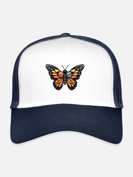 Papillon Bande dessinée cool - Casquette trucker  - blanc/marine - Devant