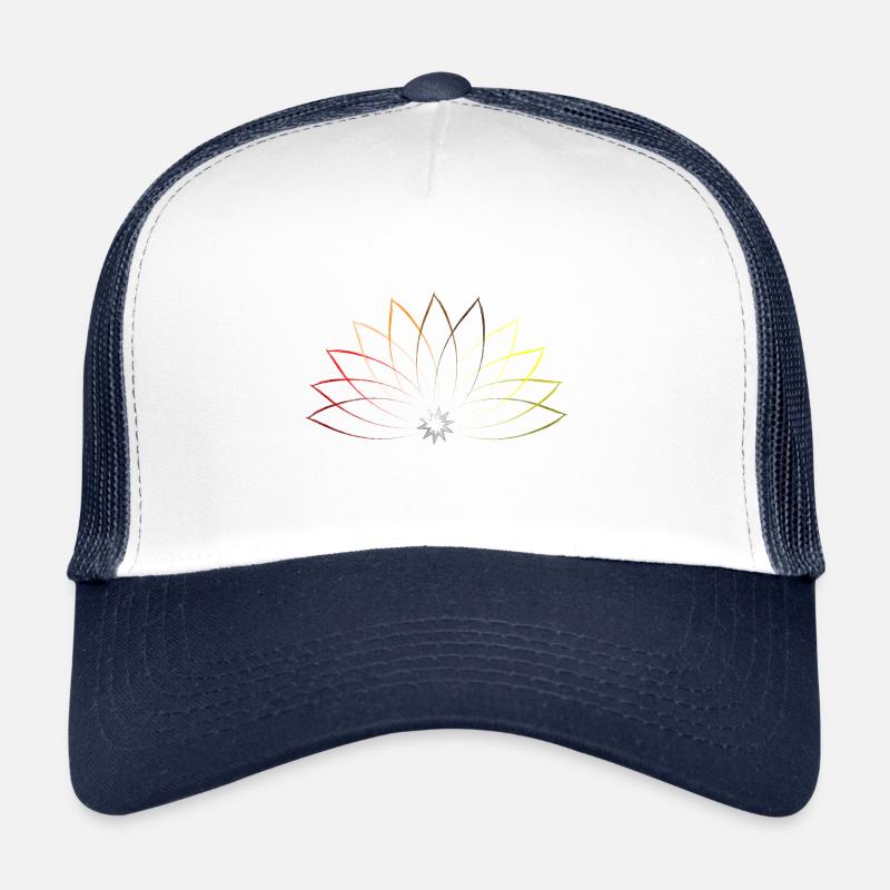 Farbenfrohe Lotusblume - Meditation Zen - Trucker Cap - Weiß/Navy