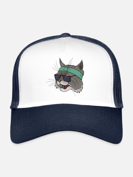 Fitness Cat Cardio Yoga Workout Gym Training - Trucker Cap - white/navy - Front