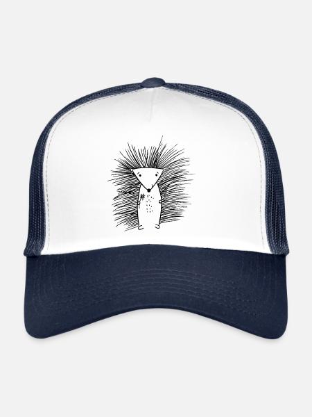 hérisson doux avec fleur - Casquette trucker  - blanc/marine - Devant