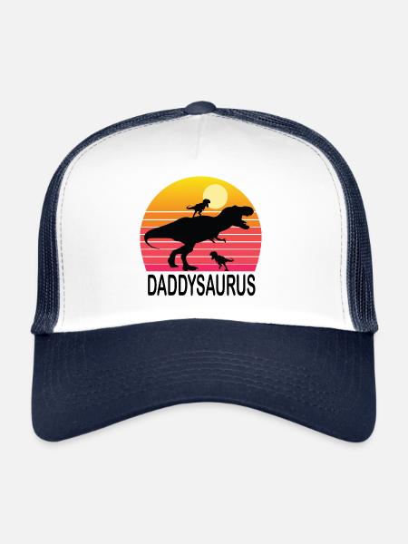 Papa papa dinosaure dinosaure papa papa - Casquette trucker  - blanc/marine - Devant