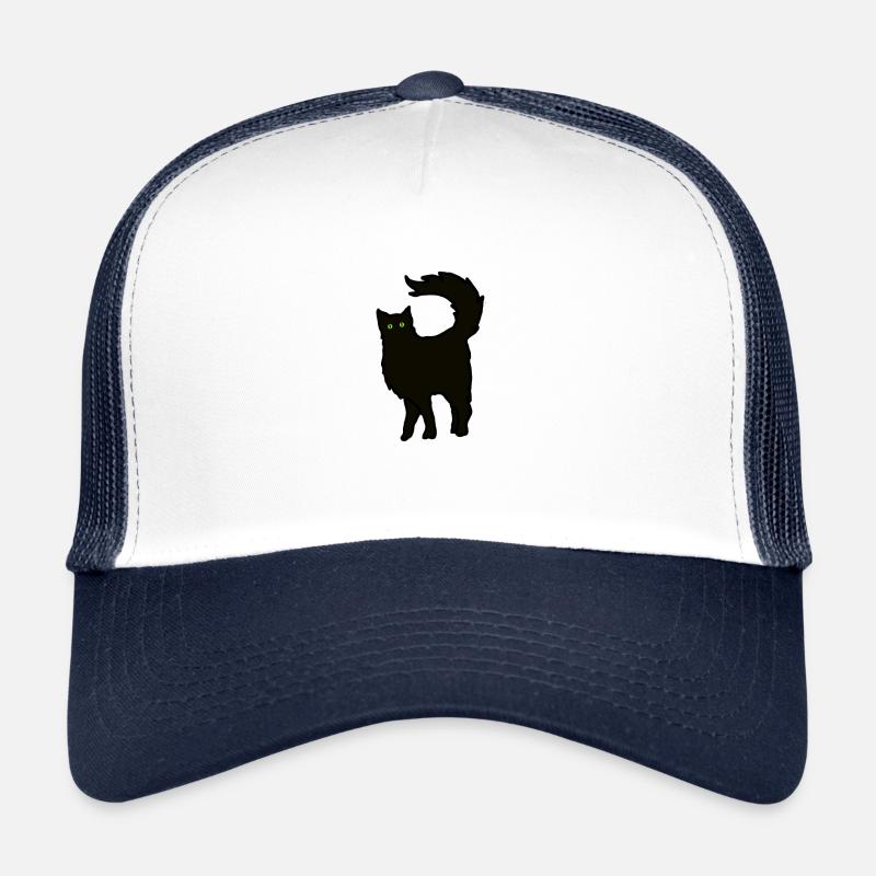 Black cat, hangover, cartoon, gift - Trucker Cap - white/navy