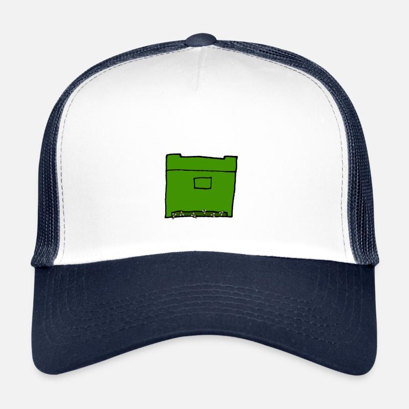 Bienenstock mit Honigbienen, Comic, Imker - Trucker Cap - Weiß/Navy
