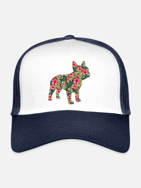 Frenchie Bulldog - Bouledogue Français - Casquette trucker  - blanc/marine - Devant