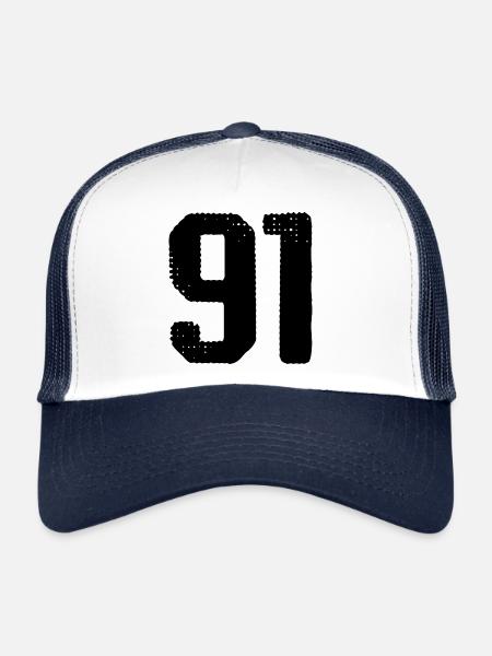 91 number jersey - Trucker Cap - white/navy - Front