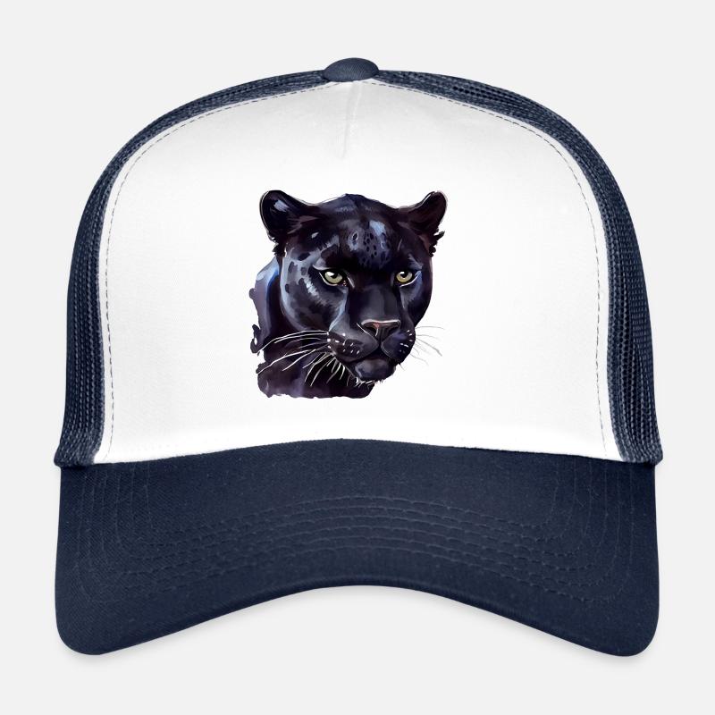 Porträt eines schwarzen Jaguars - Aquarell Trucker Cap