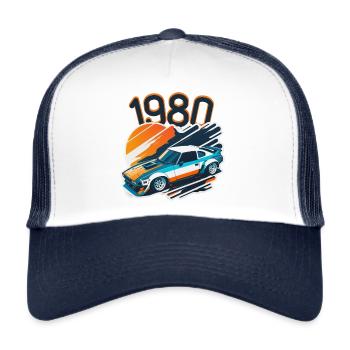 1980 Japanese car vintage style - Trucker Cap - white/navy - Front