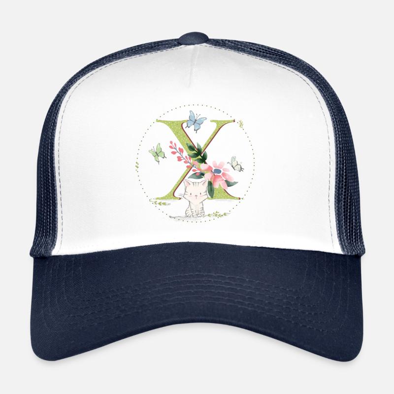 Lettre initiale X avec chat Casquette trucker 