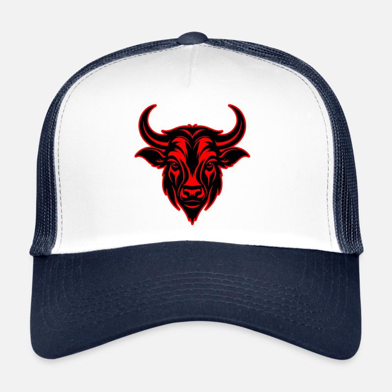 Silhouette de tête de cornes de taureau Casquette trucker 