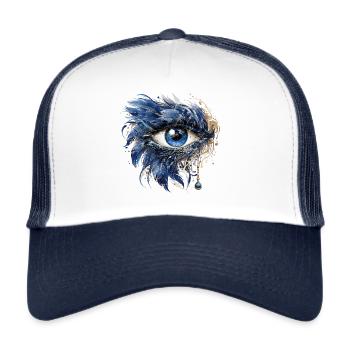 Blaues Schutz Auge Nazar Horusauge Alles sehendes - Trucker Cap - Weiß/Navy - Vorne
